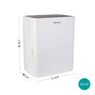 Hisense - 35 Pint 3000 Sq. Ft. 8 quarts Bucket Capacity Compact Dehumidifier with Slide-Out Bucke... - Angle