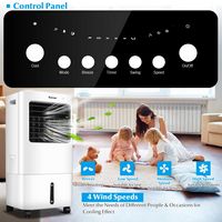 Costway Evaporative Portable Air Cooler Fan & Humidifier w/ Remote Control 7.5 Timer - White - Angle