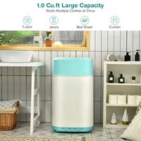 Costway - 8 lb. Portable Fully Automatic Washing Machine with Drain Pump - Green and White - Angle