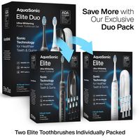 AquaSonic - Elite Duo - Rechargeable Electric Toothbrush Set - 2 Brushes, 16 Brush Heads, Wireles... - Angle