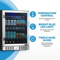 NewAir - 24” 177-Can Built-In Beverage Cooler with Precision Digital Thermostat and Adjustable Sh... - Angle