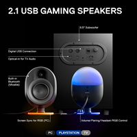 SteelSeries - Arena 7 2.1 Bluetooth Gaming Speakers with RGB Lighting (3 Piece) - Black - Angle
