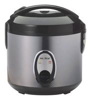 SPT - 6-Cup Rice Cooker - Black/Silver - Angle