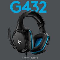 Logitech - G432 Wired Gaming Headset for PC - Black/Blue - Angle