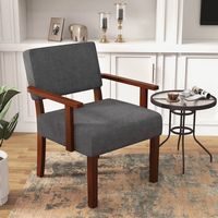 Costway 2PCS Linen Accent Chair Living Room Chair with Soft Padded Seat & Backrest - Gray - Angle