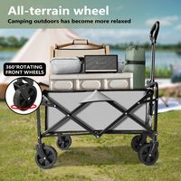 Bestier Folding Collapsible Wagon Utility Camping Cart W/Wheels & Adjustable Handle - Grey - Angle