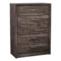 CorLiving - Newport 5 Drawer Tall Dresser - Brown Washed Oak - Angle