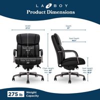 La-Z-Boy - Symphony Executive Mid-Back Bonded Leather Office Chair - Black and Graphite - Angle
