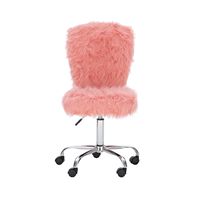 Linon Home Décor - Larabee Plush Faux Fur Adjustable Office Chair With Chrome Base - Blush Pink - Angle