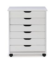 Linon Home Décor - Monte Wide Six-Drawer Rolling Storage Cart - Whitewash - Angle