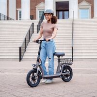 GoTrax - FLEX VOYAGER Electric Scooter w/16mi Operating Range & 15.5mph Max Speed - Gray - Angle