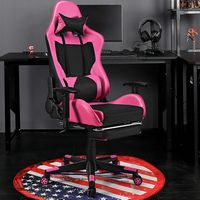 Costway - Massage Gaming Chair Reclining Racing Office Computer Chair with Footrest Pink - Pink +... - Angle