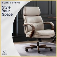 Finch - Neo Two Retro-Modern Mid-Back Office Chair - Cream - Angle