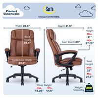 Serta - Fairbanks Bonded Leather Big and Tall Executive Office Chair - Cognac - Angle