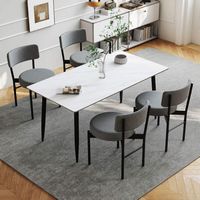 Costway Dining Chair Set of 4 with Curved Backrest Padded Seat & Metal Legs for Dining Room - Gray - Angle