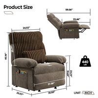 Bestier - Triple Motor Power Lift Recliner Chair with Removable Cover Lumbar Pillow and Side Pock... - Angle