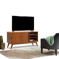 Simpli Home - Draper SOLID HARDWOOD Mid Century Medium TV Media Stand in Teak Brown For TVs up to... - Angle