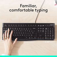 Logitech - K120  Full-size Wired Membrane Keyboard for PC with Spill-Resistant Design - Black - Angle