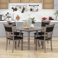 Costway Upholstered Dining Chair Set of 4 Armless Chair with Padded Backrest & Seat - Cappuccino,... - Angle