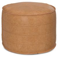 Simpli Home - Brody 20 Inch Round Pouf - Distressed Brown - Angle