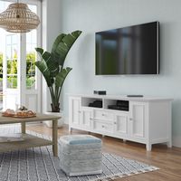Simpli Home - Amherst 72 inch Solid Wood TV Media Stand in White - White - Angle