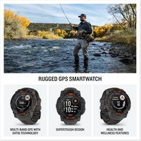 Garmin - Instinct 3 Solar GPS Smartwatch 50 mm Fiber-reinforced Polymer - Black with Charcoal Band - Angle