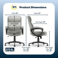 Serta - Comfort Ergo  Ergonomic Executive Upholstered Office Chair - Gray - Velvet - Angle