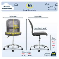 Serta - Essentials Mesh Task Office Chair - Moonrock Gray - Angle