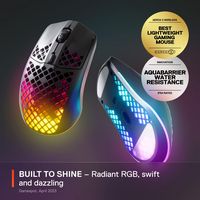 SteelSeries - Aerox 3 Super Light Honeycomb Wireless RGB Optical Gaming Mouse - Wireless - Onyx - Angle