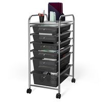 Costway - 6 Drawer Rolling Storage Cart Scrapbook Paper Office School Organizer - Black - Angle