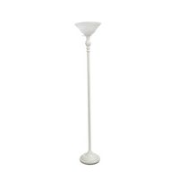Elegant Designs - 1 Light Torchiere Floor Lamp with Glass Shade - Marbleized White - Angle