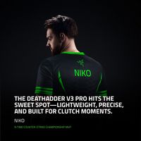 Razer - DeathAdder V3 Pro Lightweight Optical Gaming Mouse with 90 Hour Battery - Wireless - Black - Angle