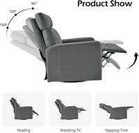 Bestier Vegan Leather Manual Swivel Recliner with Solid Footrest and Soft Padded Armrest - Grey - Angle