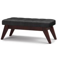 Simpli Home - Draper Mid Century Tufted Ottoman Bench - Distressed Black - Angle