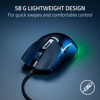 Razer Cobra Wired Gaming Mouse with Chroma RGB Lighting and 58g Lightweight Design - Wired - Black - Angle