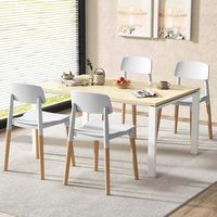 Costway Dining Side Chairs Set of 4 with Ergonomic Backrest Wide Seat & Sturdy Wooden Legs - White - Angle
