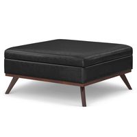 Simpli Home - Owen XL Square Coffee Table Storage Ottoman - Distressed Black - Angle