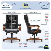 Serta - Conway Big and Tall Bonded Leather Bentwood Executive Chair - Black - Angle