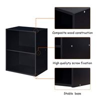 Costway - 2 Tier Open Shelf Night Stand End Table Sofa Side Storage Display Furni - Black - Angle
