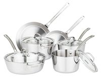 Viking - Contemporary 3 Ply 10 Piece Cookware Set- Mirror - Stainless Steel - Angle