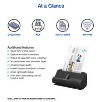 Epson - WorkForce ES-C320W Wireless Compact Desktop Document Scanner - Black - Angle