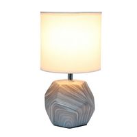 Simple Designs - Round Prism Mini Table Lamp with White Fabric Shade - Marbled - Angle