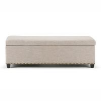 Simpli Home - Kingsley Rectangular Polyester Bench Ottoman With Inner Storage - Natural - Angle