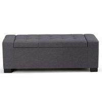 Simpli Home - Laredo Rectangular Polyester Bench Ottoman With Inner Storage - Slate Gray - Angle