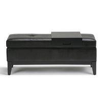 Simpli Home - Oregon Rectangular Polyurethane Faux Leather Bench Ottoman With Inner Storage - Mid... - Angle