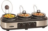 Bella - 3 x 1.5-Quart Triple Slow Cooker - Stainless Steel/Black - Angle