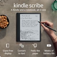 Amazon - Kindle Scribe Digital Notebook- 16 GB with Basic Pen - 2022 - Gray - Angle