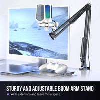 FIFINE USB Gaming Microphone Bundle – RGB & Gain Knob, Arm Boom Stand - Angle