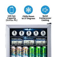 NewAir - 126-Can Free Standing Beverage Cooler with Adjustable Shelves - Stainless Steel - Angle