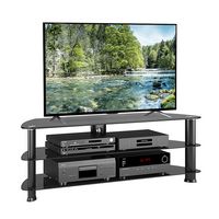 CorLiving - Black Glass Corner TV Stand, for TVs up to 65